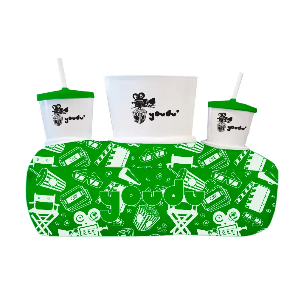 Conjunto cinema com balde de pipoca 1,4L e 2 copos 500ml